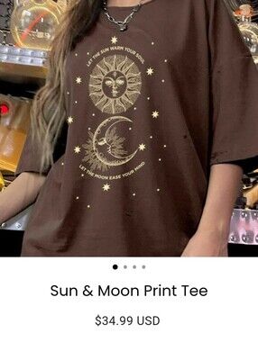 Wicked AF Sun & Moon Print Tee- XL